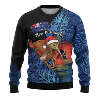 Personalised New Zealand Christmas Ugly Christmas Sweater Santa Kiwi Bird With Pohutukawa Flowers DT05 - Polynesian Pride