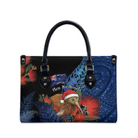 New Zealand Christmas Leather Bag Santa Kiwi Bird With Pohutukawa Flowers DT05 - Polynesian Pride