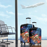 New Zealand Christmas Luggage Cover Santa Kiwi Bird With Pohutukawa Flowers - Polynesian Pride