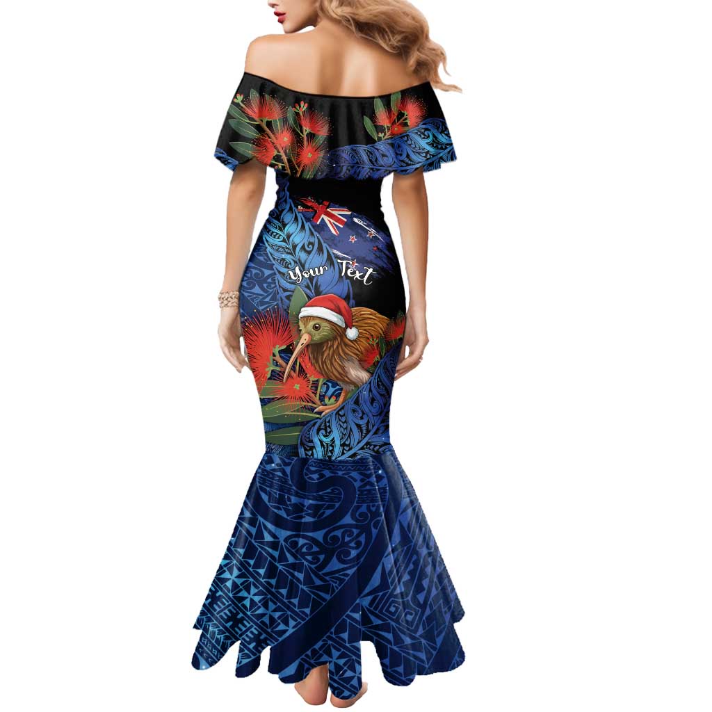 Personalised New Zealand Christmas Mermaid Dress Santa Kiwi Bird With Pohutukawa Flowers DT05 - Polynesian Pride