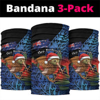 New Zealand Christmas Neck Gaiter Santa Kiwi Bird With Pohutukawa Flowers DT05 package One Size: 25*50cm Navy - Polynesian Pride