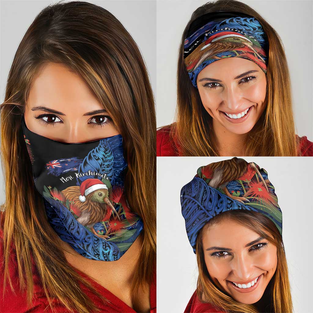 New Zealand Christmas Neck Gaiter Santa Kiwi Bird With Pohutukawa Flowers DT05 - Polynesian Pride