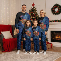 Personalised New Zealand Christmas Pajama Set Santa Kiwi Bird With Pohutukawa Flowers DT05 - Polynesian Pride