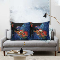 New Zealand Christmas Pillow Cover Santa Kiwi Bird With Pohutukawa Flowers DT05 - Polynesian Pride