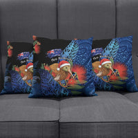 New Zealand Christmas Pillow Cover Santa Kiwi Bird With Pohutukawa Flowers DT05 - Polynesian Pride