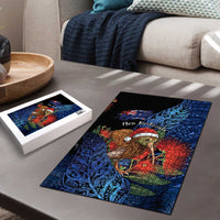 New Zealand Christmas Puzzle Santa Kiwi Bird With Pohutukawa Flowers DT05 - Polynesian Pride