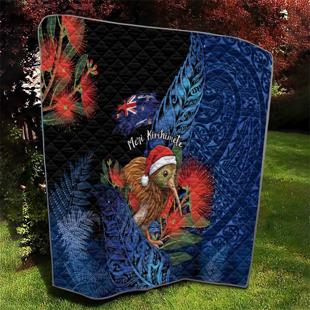 New Zealand Christmas Quilt Santa Kiwi Bird With Pohutukawa Flowers DT05 - Polynesian Pride