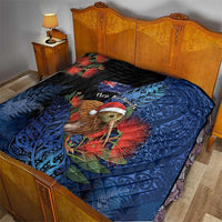New Zealand Christmas Quilt Santa Kiwi Bird With Pohutukawa Flowers DT05 - Polynesian Pride