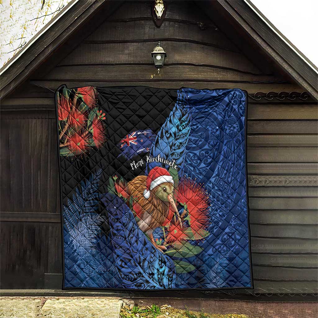 New Zealand Christmas Quilt Santa Kiwi Bird With Pohutukawa Flowers DT05 - Polynesian Pride