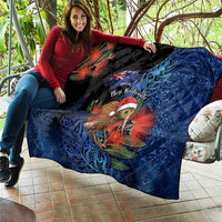 New Zealand Christmas Quilt Santa Kiwi Bird With Pohutukawa Flowers DT05 - Polynesian Pride