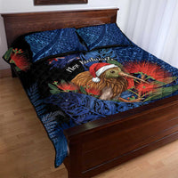 New Zealand Christmas Quilt Bed Set Santa Kiwi Bird With Pohutukawa Flowers DT05 - Polynesian Pride