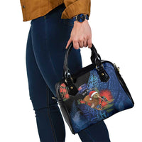 New Zealand Christmas Shoulder Handbag Santa Kiwi Bird With Pohutukawa Flowers DT05 - Polynesian Pride
