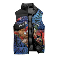 Personalised New Zealand Christmas Sleeveless Puffer Jacket Santa Kiwi Bird With Pohutukawa Flowers DT05 - Polynesian Pride