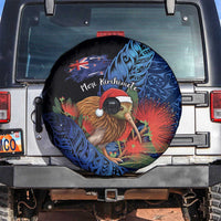 New Zealand Christmas Spare Tire Cover Santa Kiwi Bird With Pohutukawa Flowers DT05 Navy - Polynesian Pride