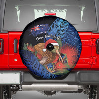 New Zealand Christmas Spare Tire Cover Santa Kiwi Bird With Pohutukawa Flowers DT05 - Polynesian Pride