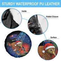 New Zealand Christmas Spare Tire Cover Santa Kiwi Bird With Pohutukawa Flowers DT05 - Polynesian Pride