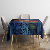 New Zealand Christmas Tablecloth Santa Kiwi Bird With Pohutukawa Flowers DT05 - Polynesian Pride