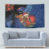 New Zealand Christmas Tapestry Santa Kiwi Bird With Pohutukawa Flowers DT05 - Polynesian Pride