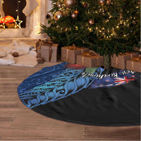 New Zealand Christmas Tree Skirt Santa Kiwi Bird With Pohutukawa Flowers DT05 - Polynesian Pride