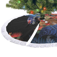 New Zealand Christmas Tree Skirt Santa Kiwi Bird With Pohutukawa Flowers DT05 - Polynesian Pride
