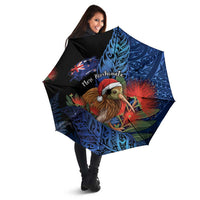 New Zealand Christmas Umbrella Santa Kiwi Bird With Pohutukawa Flowers DT05 - Polynesian Pride