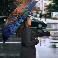 New Zealand Christmas Umbrella Santa Kiwi Bird With Pohutukawa Flowers DT05 - Polynesian Pride