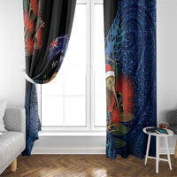 New Zealand Christmas Window Curtain Santa Kiwi Bird With Pohutukawa Flowers DT05 - Polynesian Pride