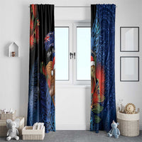 New Zealand Christmas Window Curtain Santa Kiwi Bird With Pohutukawa Flowers DT05 - Polynesian Pride