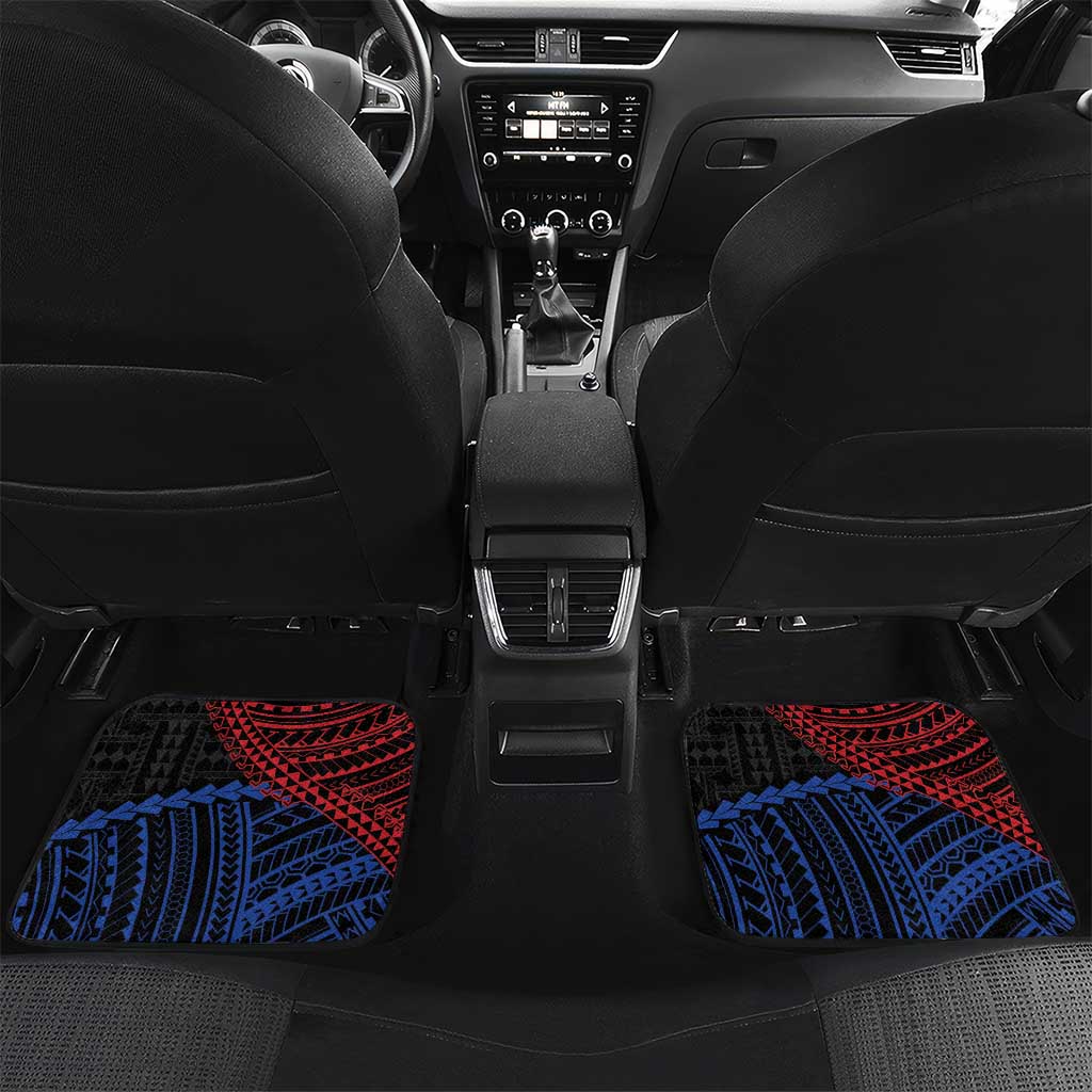 Personalised Philippines Christmas Car Mats Xmas Tree Filipino Tribal Patterns DT05 Set 2pcs - Back Black - Polynesian Pride