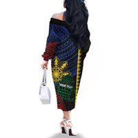 Personalised Philippines Christmas Family Matching Off The Shoulder Long Sleeve Dress and Hawaiian Shirt Xmas Tree Filipino Tribal Patterns DT05 - Polynesian Pride