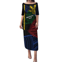 Personalised Philippines Christmas Family Matching Puletasi and Hawaiian Shirt Xmas Tree Filipino Tribal Patterns DT05 Mom's Dress Black - Polynesian Pride