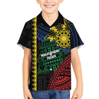 Personalised Philippines Christmas Family Matching Short Sleeve Bodycon Dress and Hawaiian Shirt Xmas Tree Filipino Tribal Patterns DT05 Son's Shirt Black - Polynesian Pride