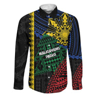 Personalised Philippines Christmas Family Matching Summer Maxi Dress and Hawaiian Shirt Xmas Tree Filipino Tribal Patterns DT05 Dad's Shirt - Long Sleeve Black - Polynesian Pride