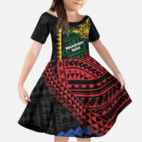 Personalised Philippines Christmas Family Matching Tank Maxi Dress and Hawaiian Shirt Xmas Tree Filipino Tribal Patterns DT05 Daughter's Dress Black - Polynesian Pride