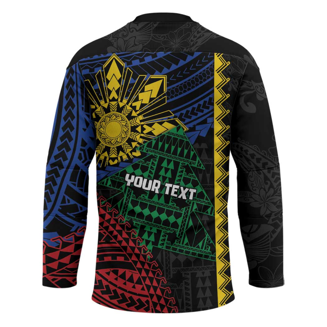 Personalised Philippines Christmas Hockey Jersey Xmas Tree Filipino Tribal Patterns - Polynesian Pride