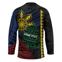 Personalised Philippines Christmas Hockey Jersey Xmas Tree Filipino Tribal Patterns - Polynesian Pride