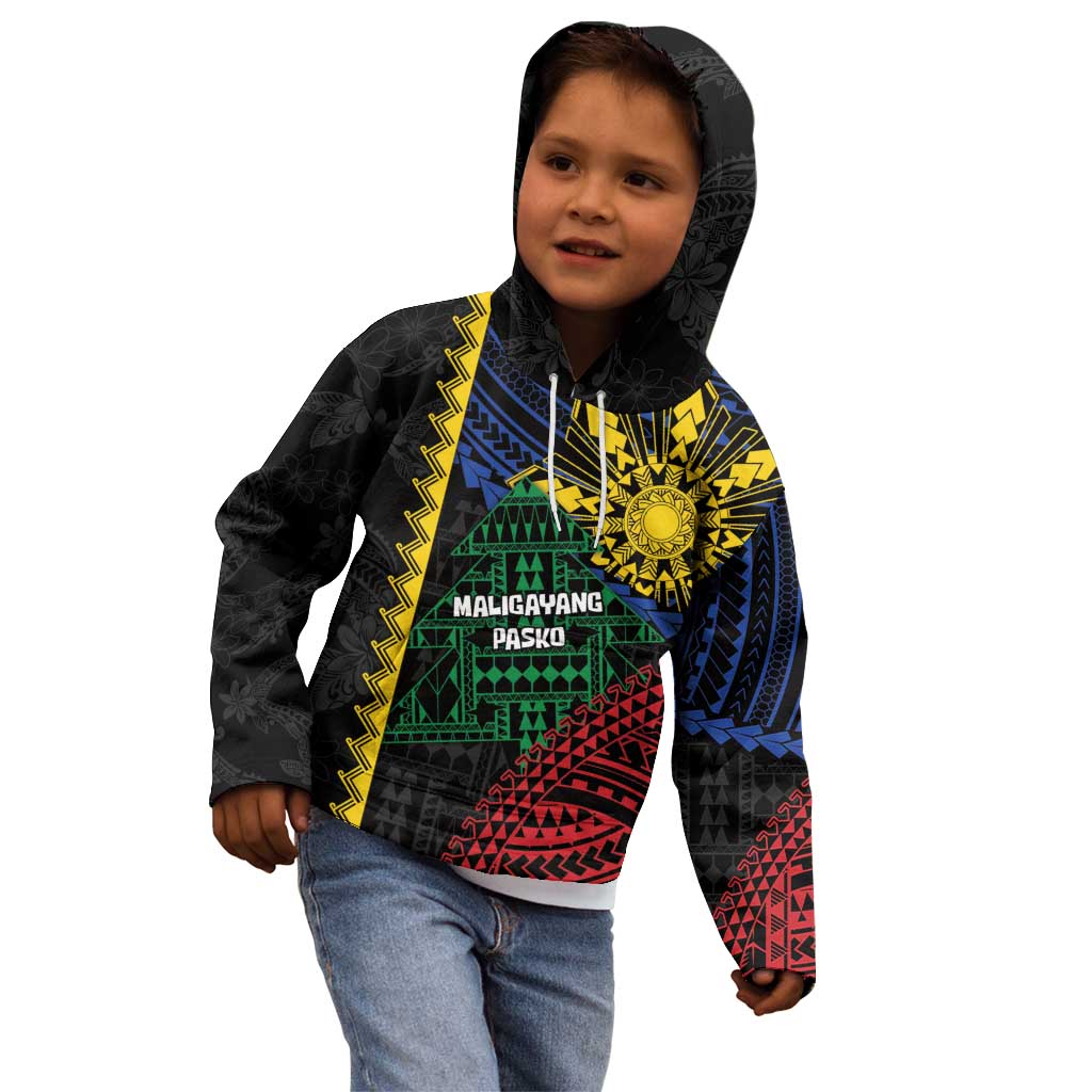Personalised Philippines Christmas Kid Hoodie Xmas Tree Filipino Tribal Patterns - Polynesian Pride
