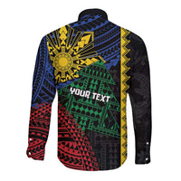 Personalised Philippines Christmas Long Sleeve Button Shirt Xmas Tree Filipino Tribal Patterns DT05 - Polynesian Pride