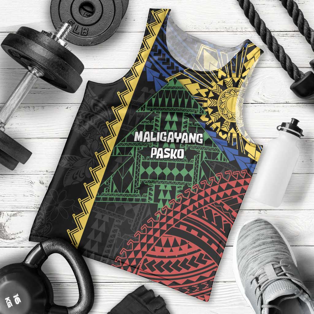 Personalised Philippines Christmas Men Tank Top Xmas Tree Filipino Tribal Patterns DT05 - Polynesian Pride