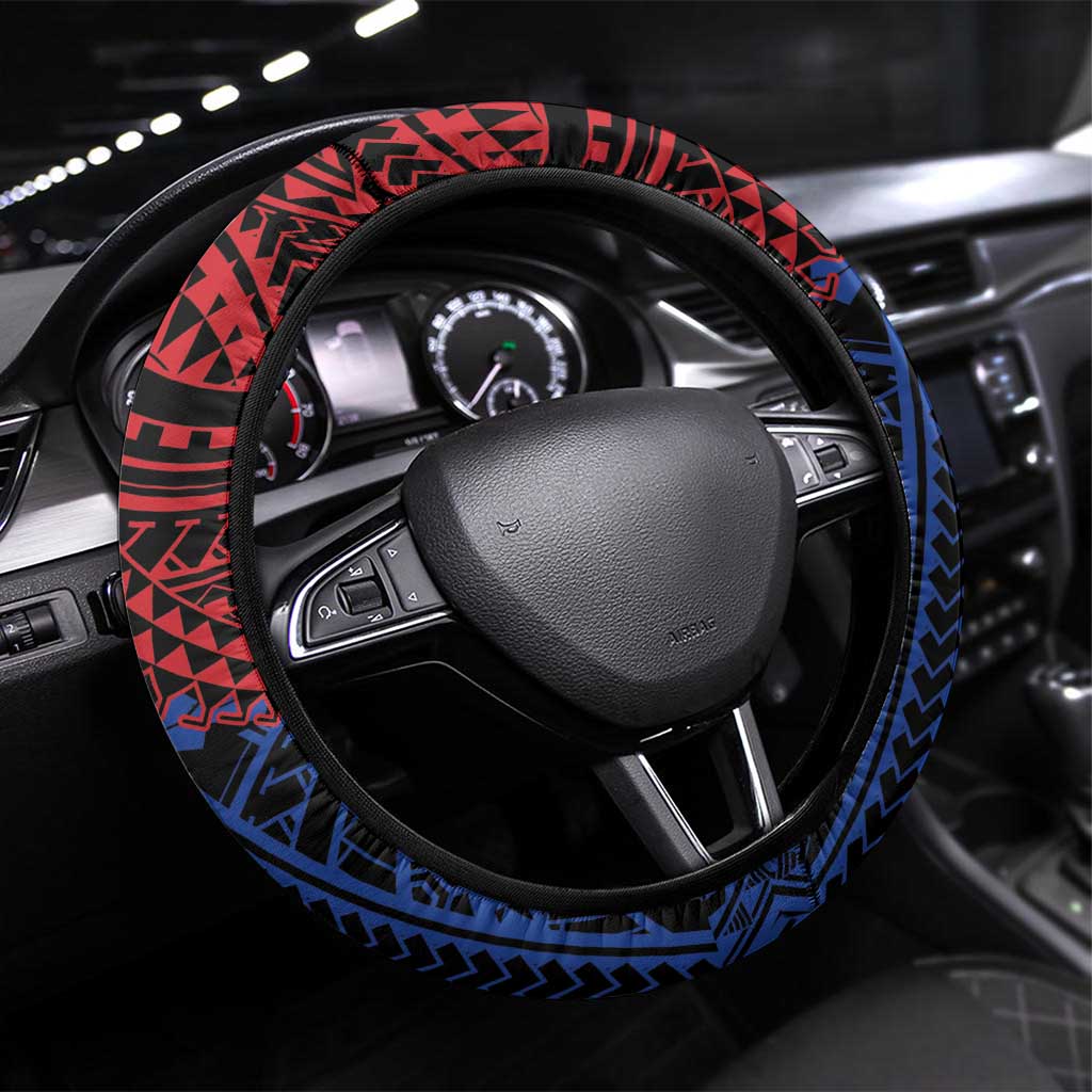 Philippines Christmas Steering Wheel Cover Xmas Tree Filipino Tribal Patterns DT05 Universal Fit Black - Polynesian Pride