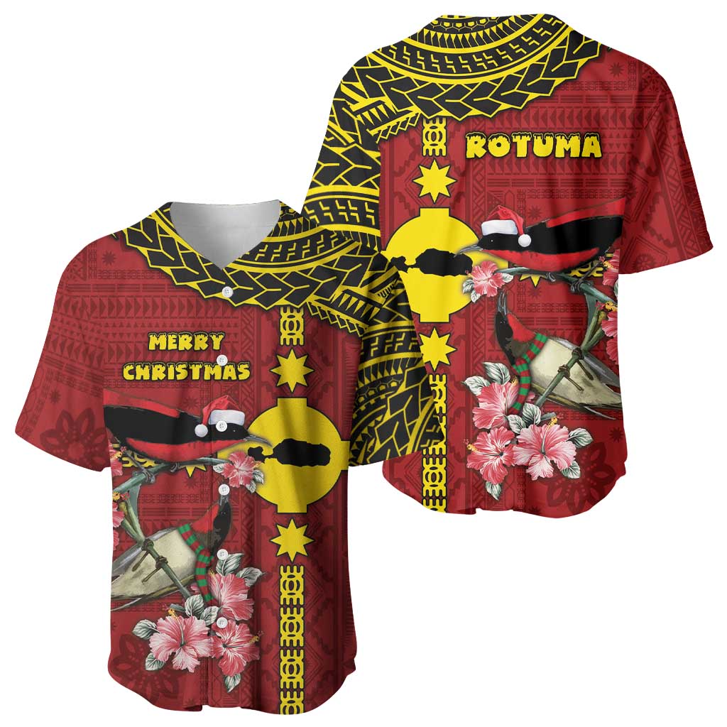 Rotuma Christmas Baseball Jersey Rotuma Myzomela Birds With Hibiscus Flowers - Polynesian Pride