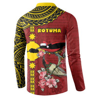 Rotuma Christmas Button Sweatshirt Rotuma Myzomela Birds With Hibiscus Flowers DT05 - Polynesian Pride
