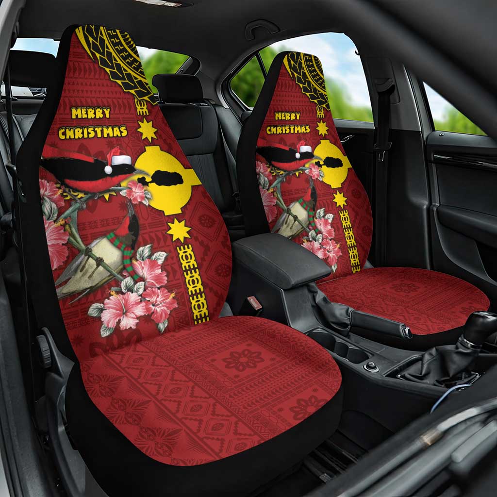 Rotuma Christmas Car Seat Cover Rotuma Myzomela Birds With Hibiscus Flowers DT05 One Size Red - Polynesian Pride