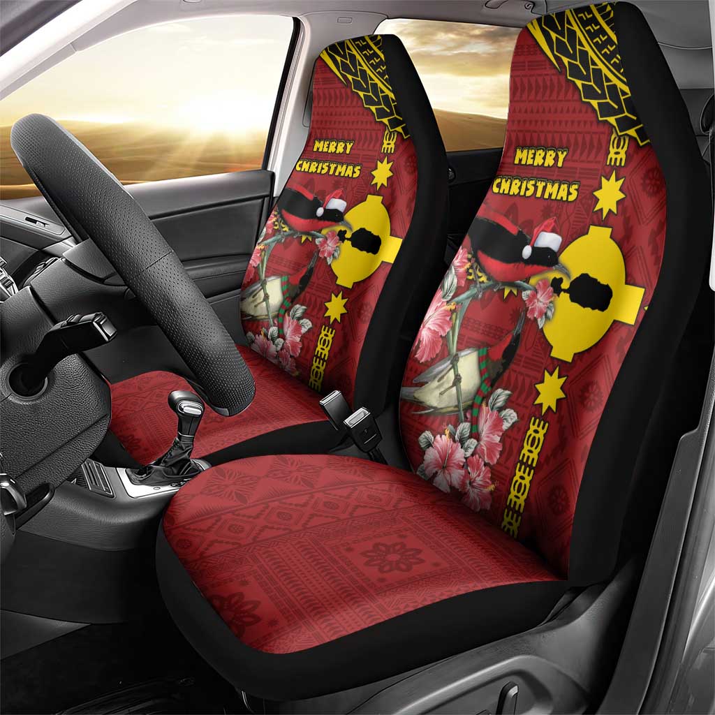 Rotuma Christmas Car Seat Cover Rotuma Myzomela Birds With Hibiscus Flowers DT05 - Polynesian Pride
