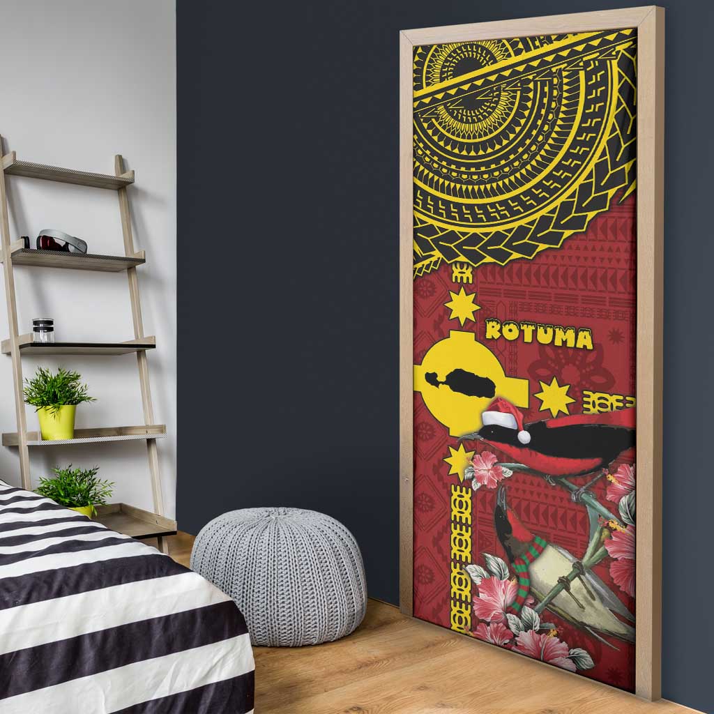 Rotuma Christmas Door Cover Rotuma Myzomela Birds With Hibiscus Flowers DT05 - Polynesian Pride