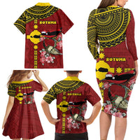 Rotuma Christmas Family Matching Long Sleeve Bodycon Dress and Hawaiian Shirt Rotuma Myzomela Birds With Hibiscus Flowers DT05 - Polynesian Pride