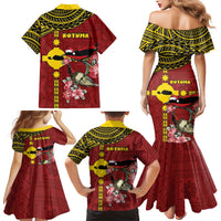 Rotuma Christmas Family Matching Mermaid Dress and Hawaiian Shirt Rotuma Myzomela Birds With Hibiscus Flowers DT05 - Polynesian Pride