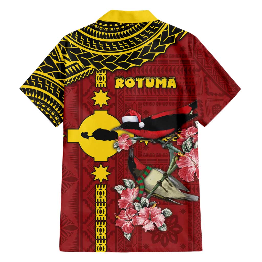 Rotuma Christmas Family Matching Mermaid Dress and Hawaiian Shirt Rotuma Myzomela Birds With Hibiscus Flowers DT05 - Polynesian Pride