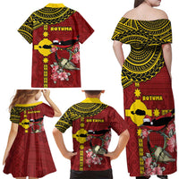 Rotuma Christmas Family Matching Off Shoulder Maxi Dress and Hawaiian Shirt Rotuma Myzomela Birds With Hibiscus Flowers DT05 - Polynesian Pride