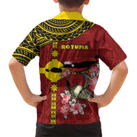 Rotuma Christmas Family Matching Off Shoulder Short Dress and Hawaiian Shirt Rotuma Myzomela Birds With Hibiscus Flowers DT05 - Polynesian Pride